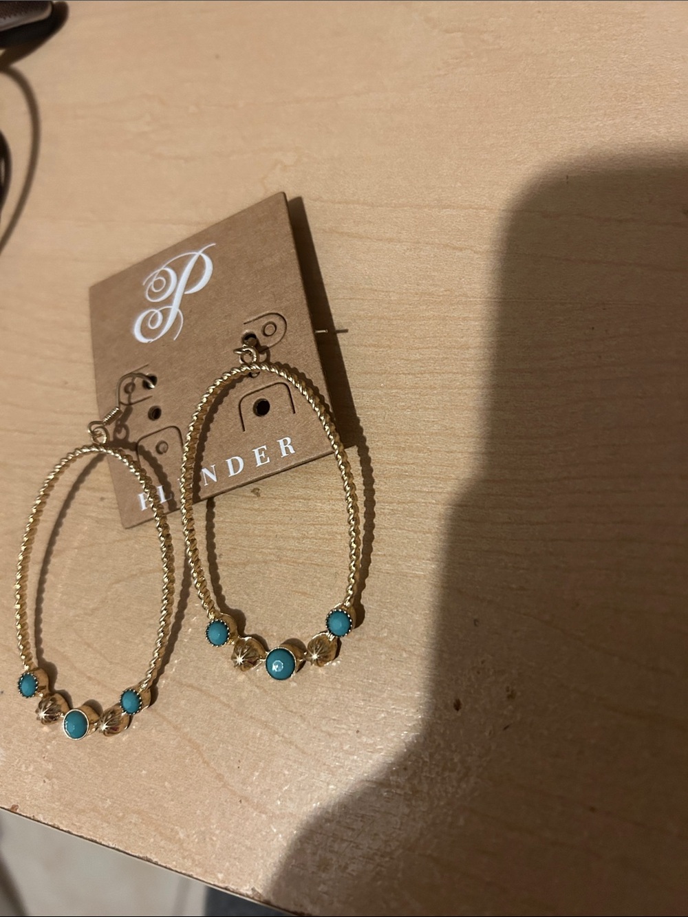 Plunder Gold Hoop Earrings with Turquoise Accents